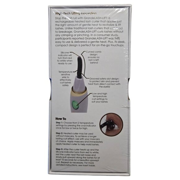 Grande Cosmetics LASH-LIFT Heated Lash Curler Long Lasting W/USB Cord- NIB! - Picture 3 of 4